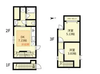 LILAC ROLLER 新井薬師(2DK/1階)の間取り写真