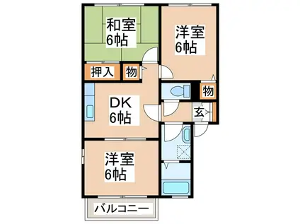 ヒロハイツ(3DK/1階)の間取り写真