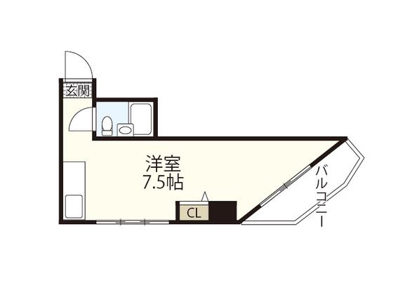 第6シモビル(ワンルーム/2階)の間取り写真
