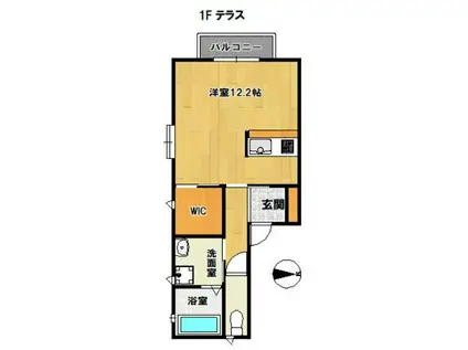 アクア西松ヶ丘北館(ワンルーム/1階)の間取り写真