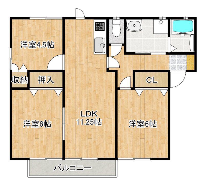 エランドール(3LDK/1階)の間取り写真