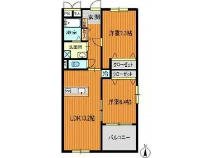 エステート館町(2LDK/2階)の間取り写真