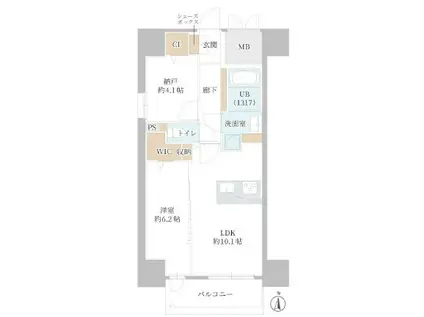 DAIYASTORK阿波座(2LDK/4階)の間取り写真