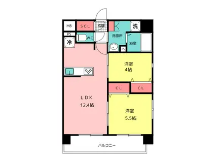 ブランシエスタ千早RJR(2LDK/15階)の間取り写真