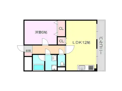 豊新グリーンハイツ(1LDK/4階)の間取り写真