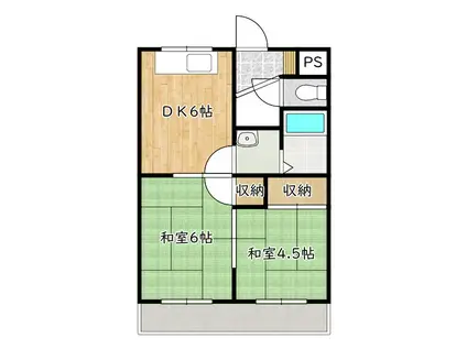 ISE伊勢羽衣6501(2DK/3階)の間取り写真