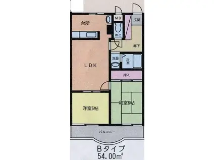 グリーンヴィラ(2LDK/3階)の間取り写真