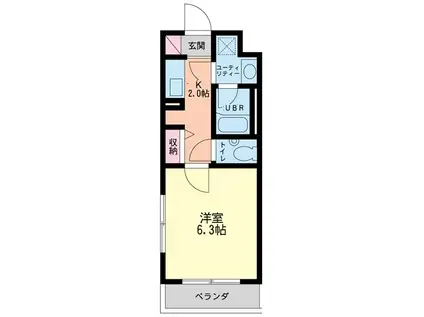 セレビア杏林(1K/3階)の間取り写真