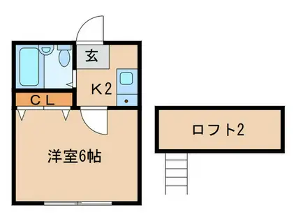 グリーンハイム多磨(ワンルーム/1階)の間取り写真