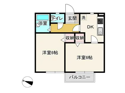 アーバンビラ境野(2DK/1階)の間取り写真