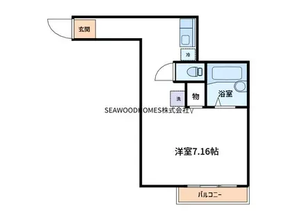 サンパレス大川II(ワンルーム/2階)の間取り写真
