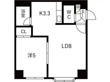 アクアボーン8・8(1LDK/1階)の間取り写真