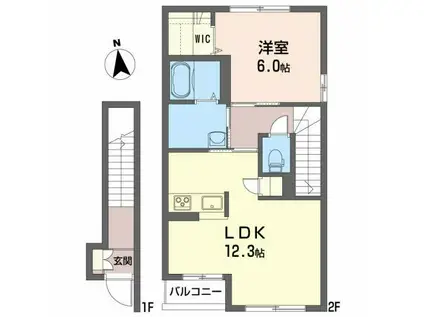 マルモーレI(1LDK/2階)の間取り写真