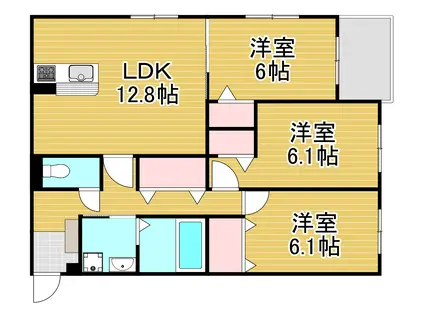 LA PAUSE愛宕(3LDK/2階)の間取り写真