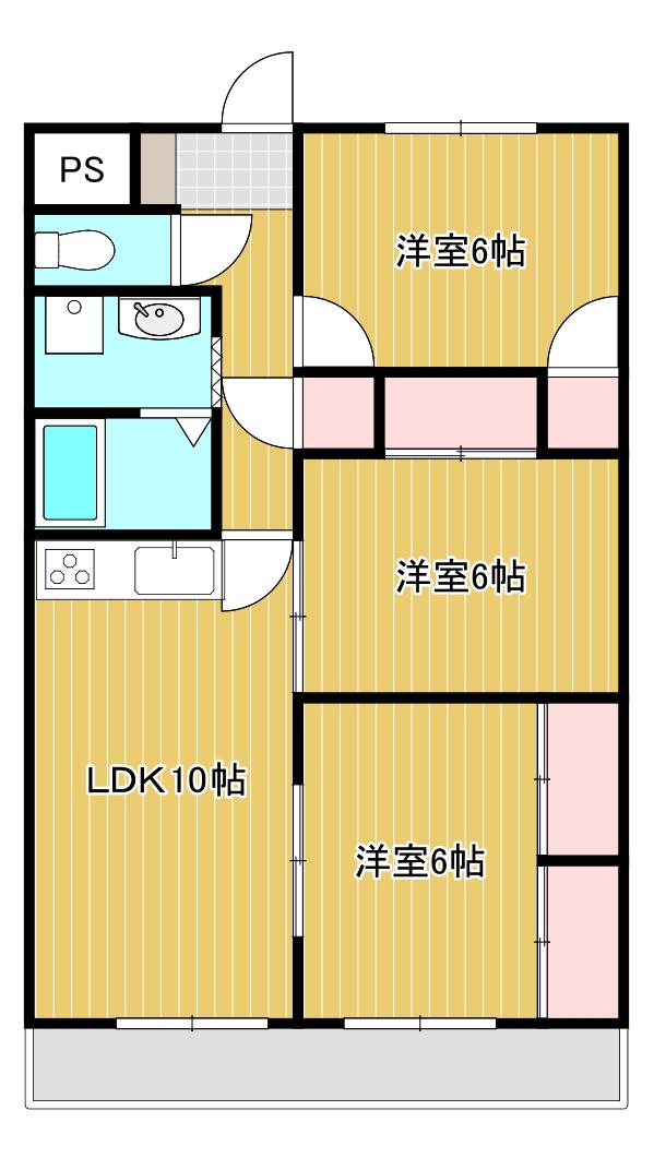 瀧マンションC棟(3LDK/1階)の間取り写真