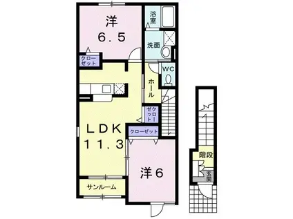 メゾン・クレール(2LDK/2階)の間取り写真