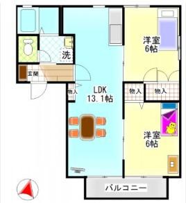 プリンス大島(2LDK/2階)の間取り写真