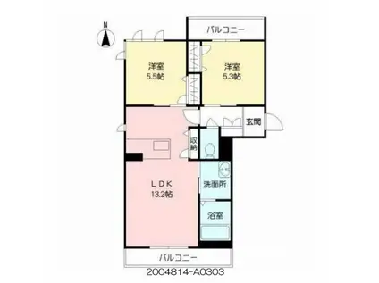 シャーメゾン成章(2LDK/3階)の間取り写真