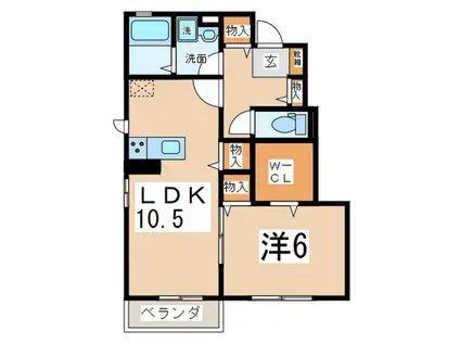 ヒルズコート南栗原A(1LDK/1階)の間取り写真