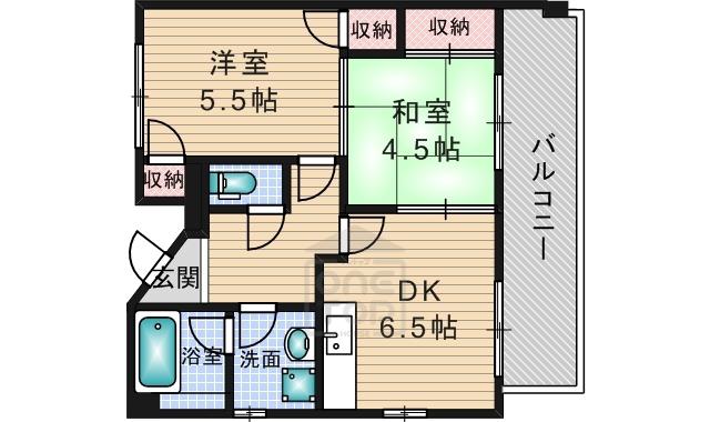 光栄ハイツ千里丘(2DK/1階)の間取り写真