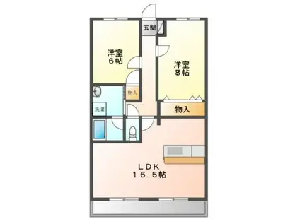 ハートフルマンション ウイル(2LDK/3階)の間取り写真