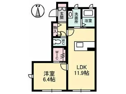 グランマスト伴 B棟(1LDK/1階)の間取り写真