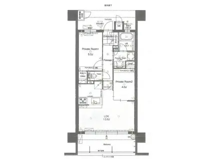 レジアス大橋デュクス 202(2LDK/2階)の間取り写真