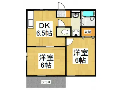 プライムコート鷹の台(2DK/1階)の間取り写真
