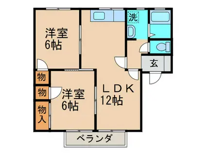 パークヒルズ藤原A(2LDK/2階)の間取り写真