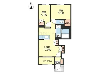 コーラルヴィラ加納α(2LDK/1階)の間取り写真