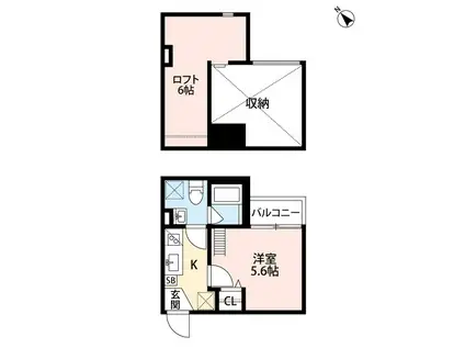 ベイシティヒルズ(1K/2階)の間取り写真