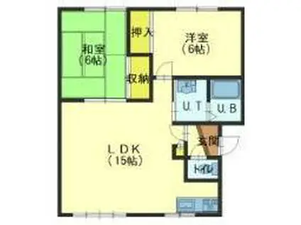 コーポ赤松I(2LDK/1階)の間取り写真