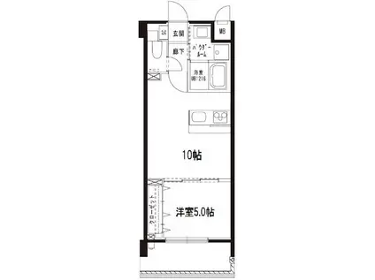 カサス・ガーデン(1LDK/3階)の間取り写真