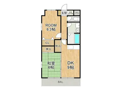 ドマーレ清水(2LDK/5階)の間取り写真