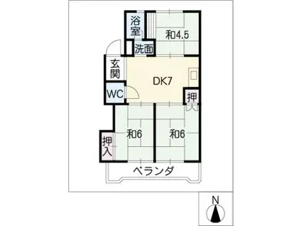 ハイツ高御堂F棟(3DK/3階)の間取り写真