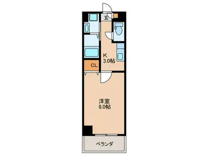 サンジュエル鴨池(1K/6階)の間取り写真