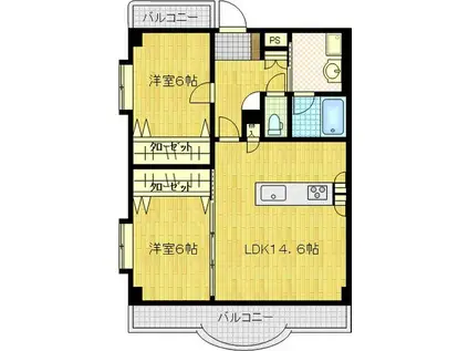 シェル・エトワレ(2LDK/3階)の間取り写真