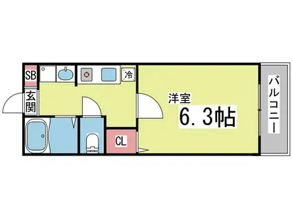 レトア赤松(1K/1階)の間取り写真