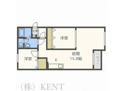 山の手パークハイツ(2LDK/4階)の間取り写真