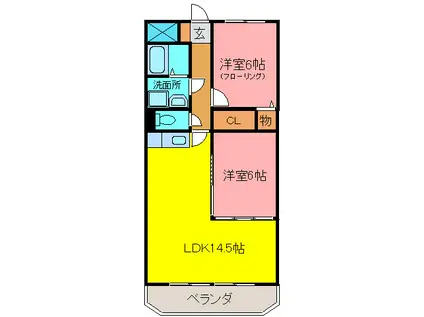 グランドゥール畦野(2LDK/2階)の間取り写真