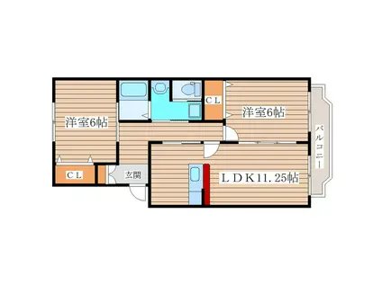 プログレール落合壱(2LDK/1階)の間取り写真