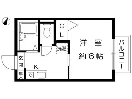 フルール六甲道(1K/2階)の間取り写真
