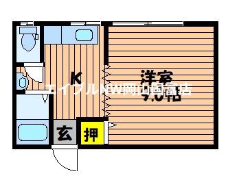 松風コーポ(1DK/1階)の間取り写真