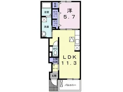 レリーナA(1LDK/1階)の間取り写真