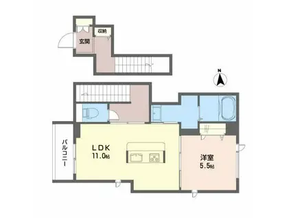 LE MAGNOLIA薬師堂(1LDK/2階)の間取り写真