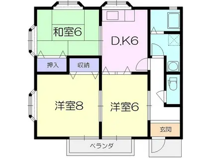 アメリハイツ(3DK/1階)の間取り写真