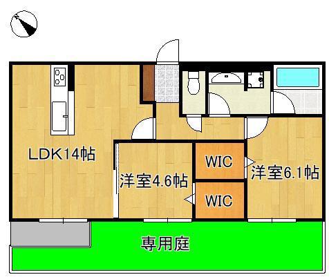 ＪＲ筑豊本線 二島駅 徒歩20分 2階建 築1年(2LDK/1階)の間取り写真