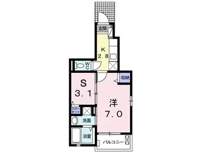 アンビエンテ アイ(1SK/1階)の間取り写真