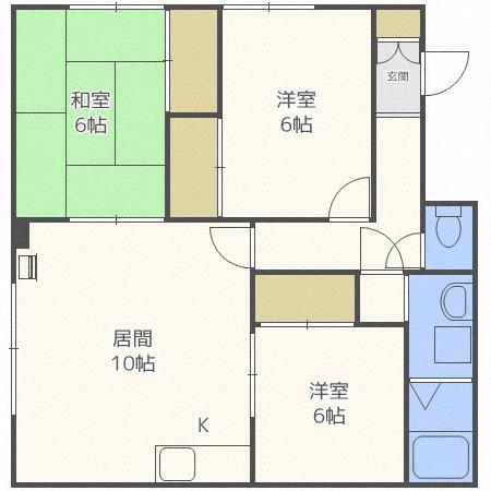 こまどりアパート(3LDK/2階)の間取り写真