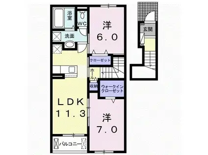 サンリット桐野(2LDK/2階)の間取り写真
